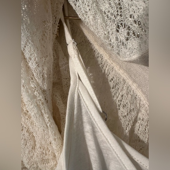 ANTHROPOLOGIE Knitted & Knotted SM 2 PIECE Cille Pullover Beaded Silver Lace Top - Picture 9 of 16